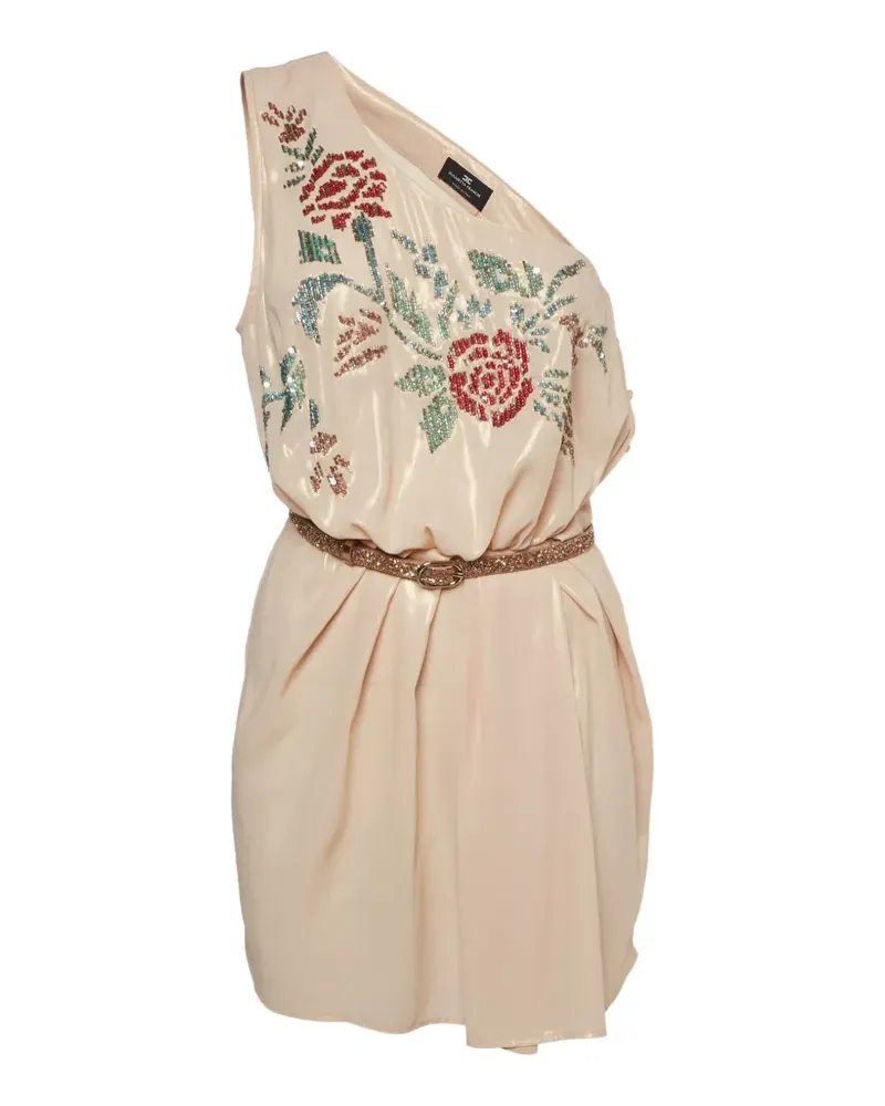 Elisabetta Franchi floral-embellished one-shoulder dress - Nude Nude