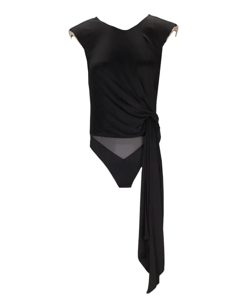 Elisabetta Franchi draped open-back bodysuit - Schwarz Schwarz