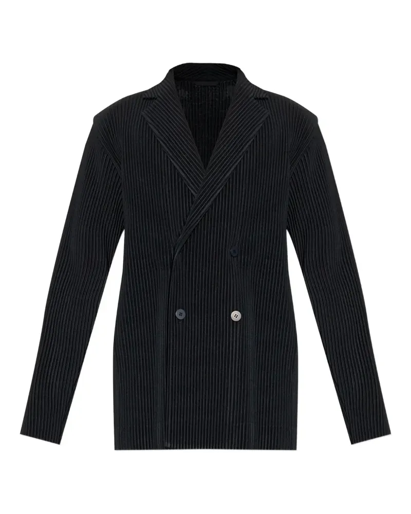 Issey Miyake plissé double-breasted blazer - Schwarz Schwarz