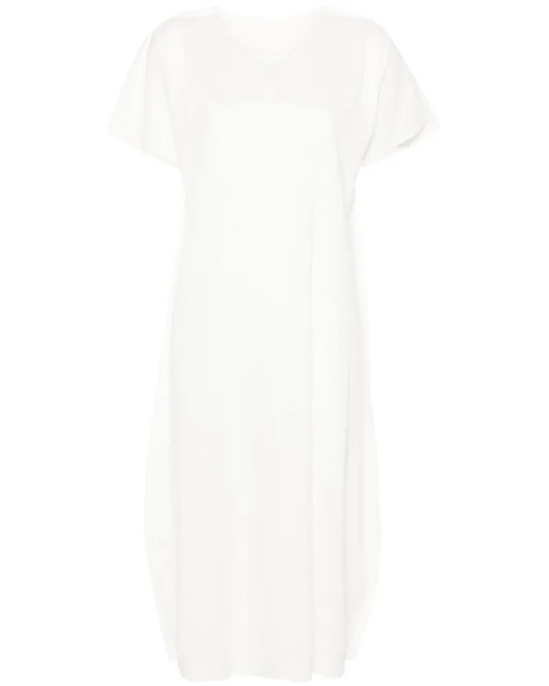 Issey Miyake Geripptes A-Poc Form Midikleid - Weiß Weiß