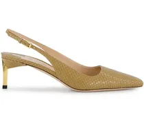Slingback-Pumps mit Schlangen-Effekt - Nude
