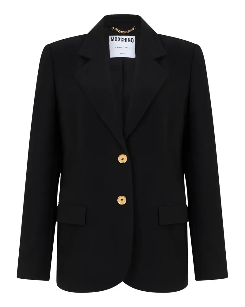 Moschino logo-button notched-lapels jacket - Schwarz Schwarz