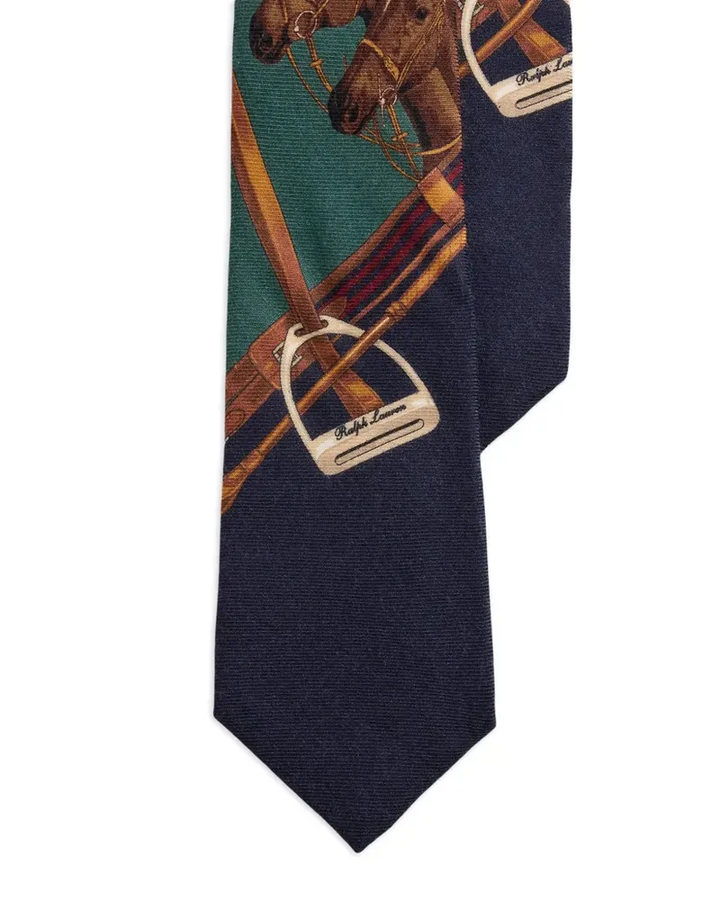 Ralph Lauren Seidenkrawatte mit Pferde-Print - Blau Blau