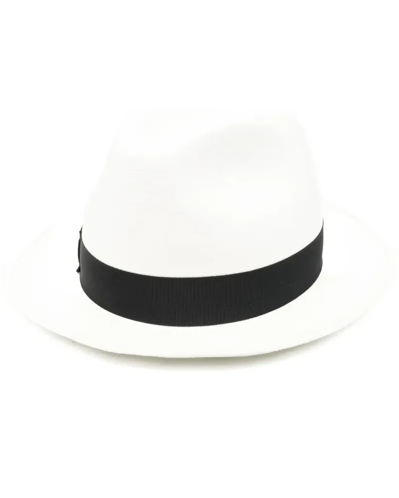 Borsalino Monica ribbon-detail straw hat - Weiß Weiß