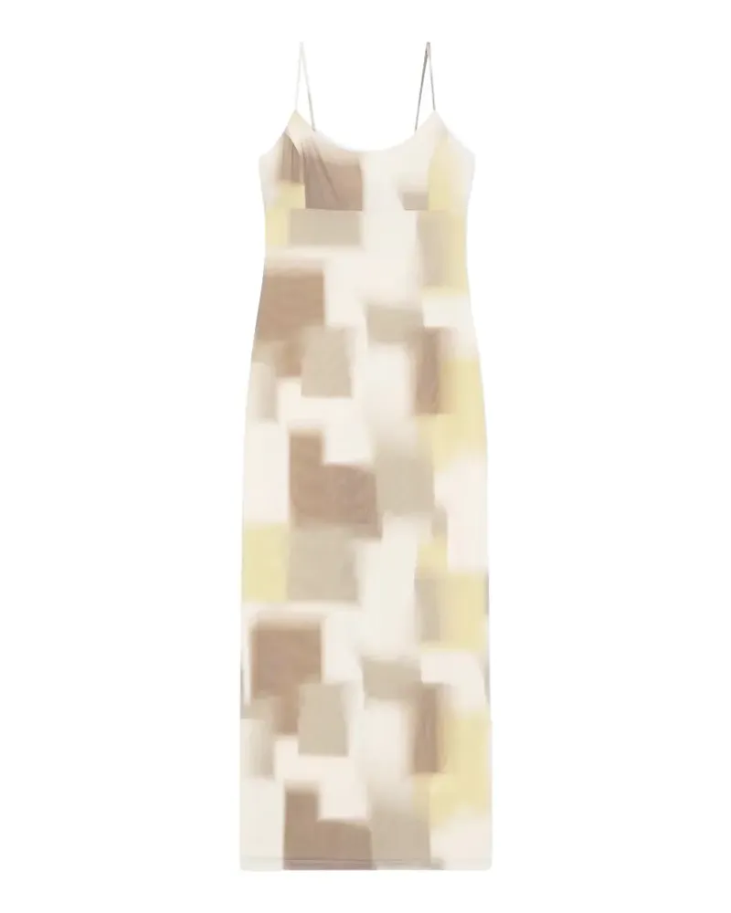 Armani Exchange Maxikleid mit abstraktem Print und Spaghettiträgern - Nude Nude