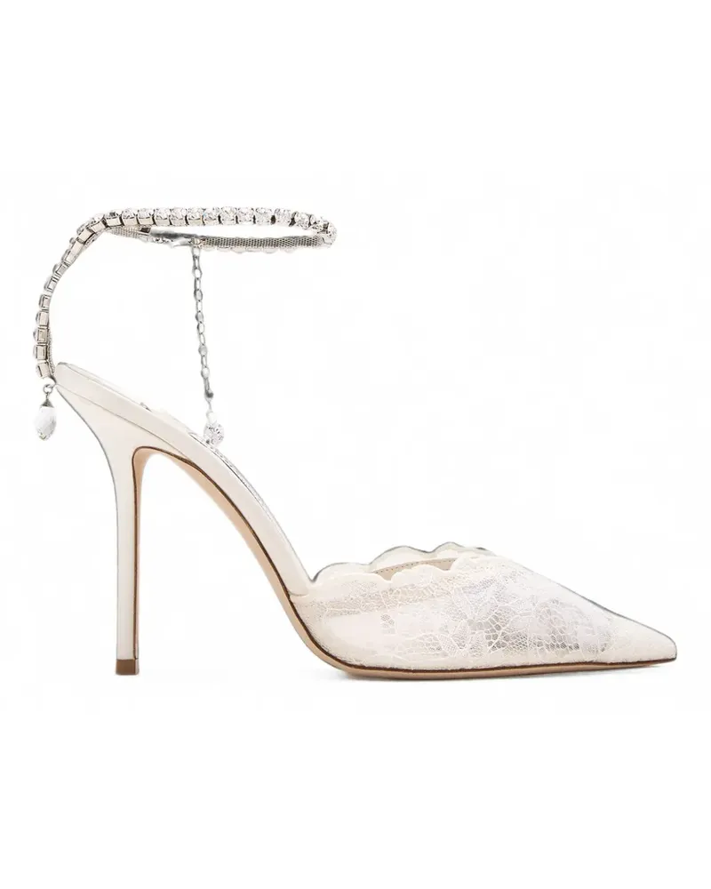 Jimmy Choo Saeda lace crystal-embellished sandals - Nude Nude