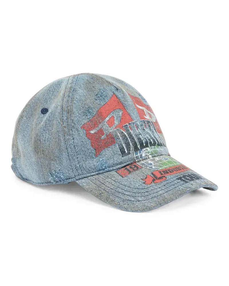 Diesel Baseballkappe aus Denim mit Konzertgrafik - Blau Blau