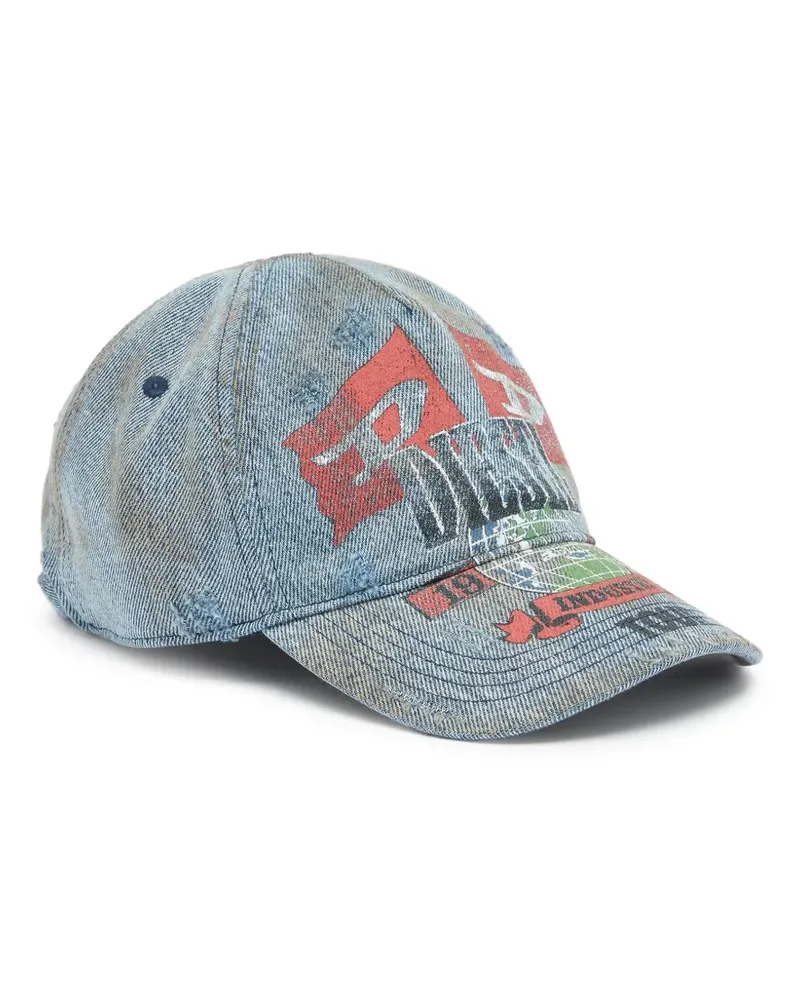 Diesel Baseballkappe aus Denim mit Konzertgrafik - Blau Blau