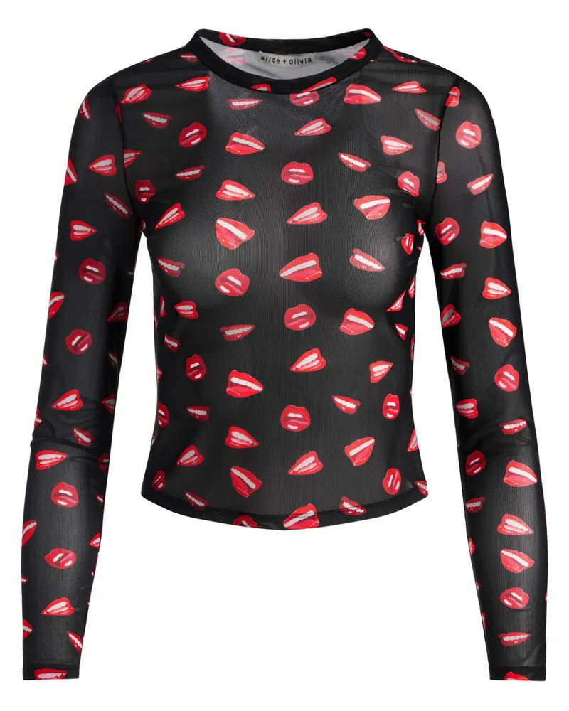 Alice + Olivia x Tom Wesselmann Delaina Cropped-Top - Schwarz Schwarz