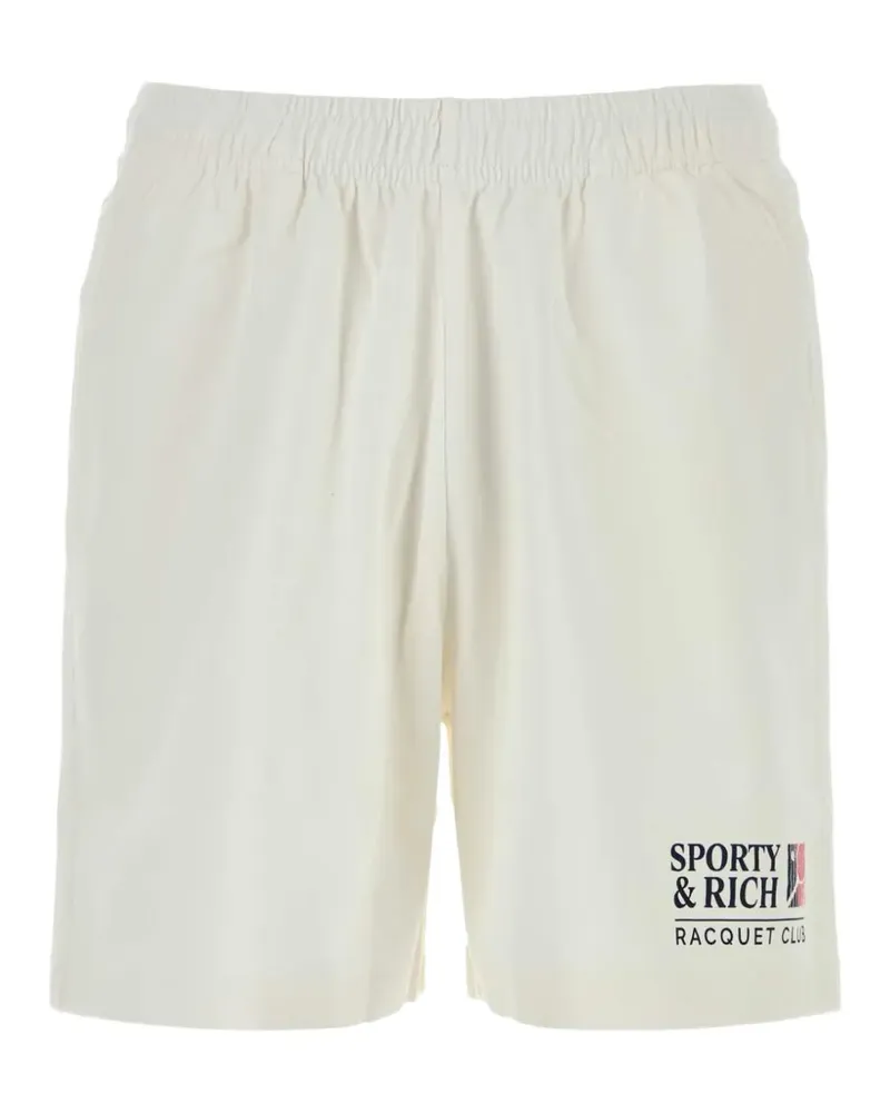 SPORTY & RICH logo-print elasticated shorts - Nude Nude