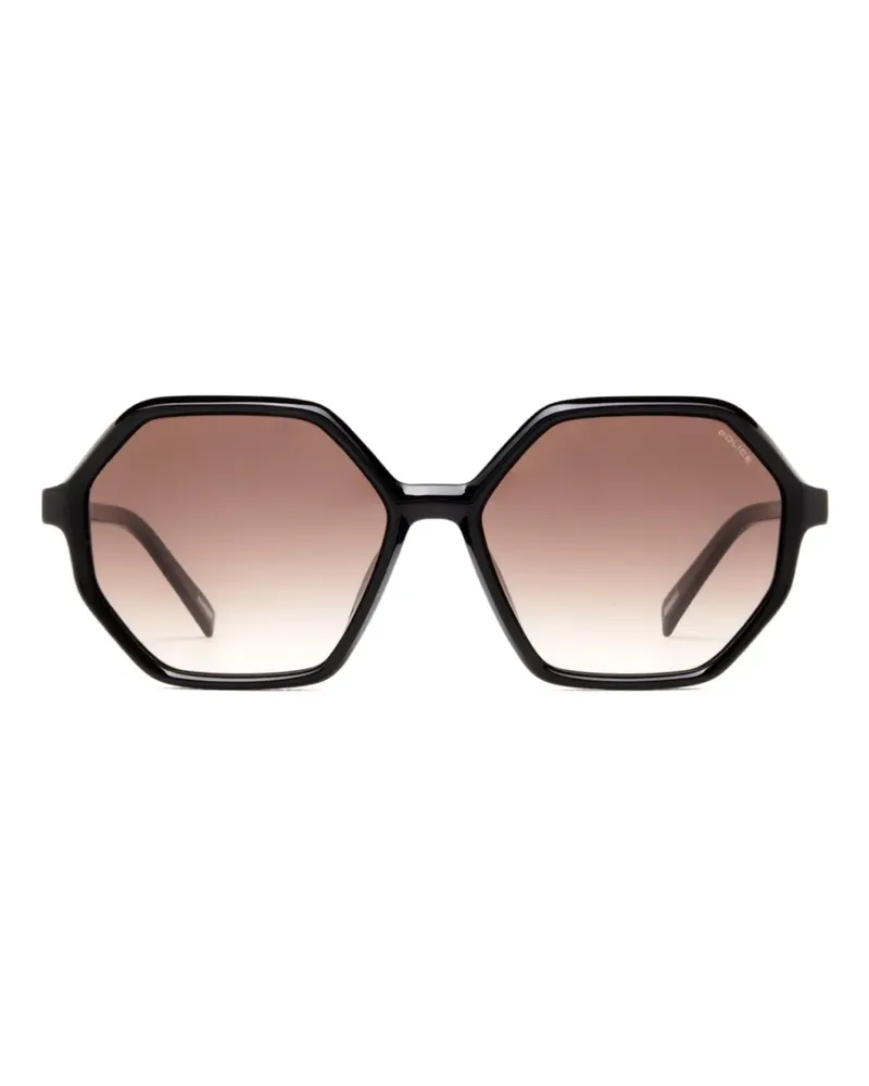 Police Swan 4 Sonnenbrille mit geometrischem Gestell - Schwarz Schwarz