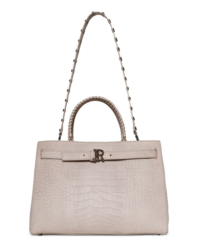 John Richmond croc-effect stud-embellished tote bag - Nude Nude