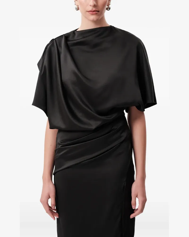 CONCEPTO Void asymmetric-drape straight-skirt midi dress - Schwarz Schwarz
