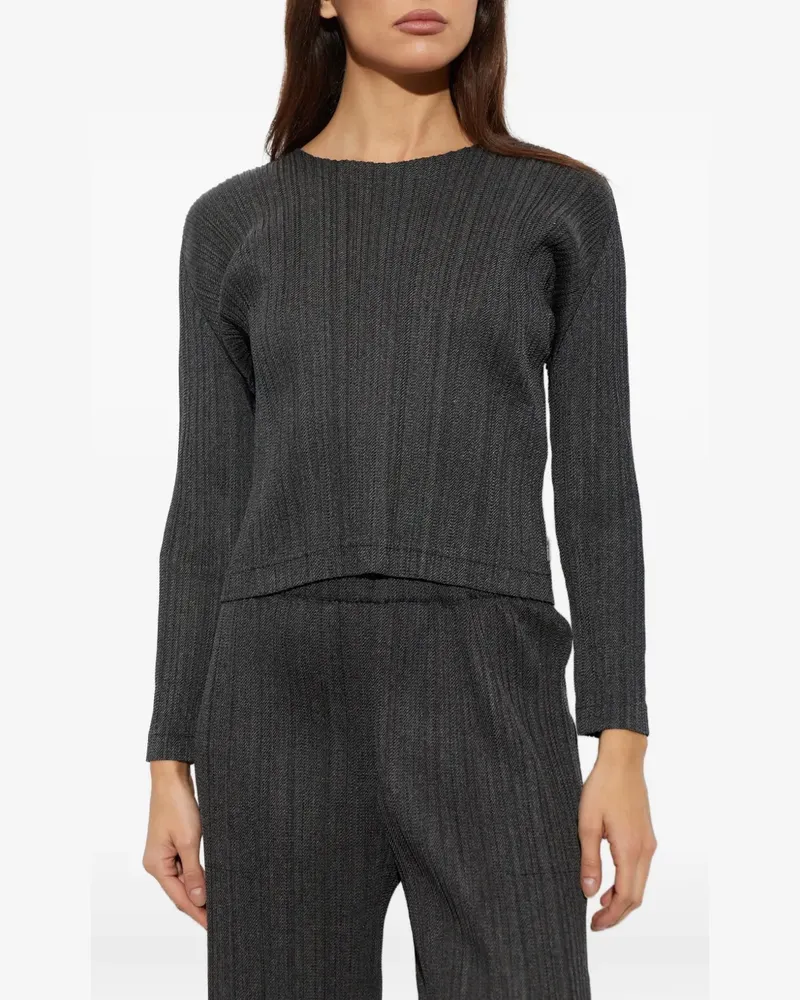 Issey Miyake pleated long-sleeve top - Grau Grau