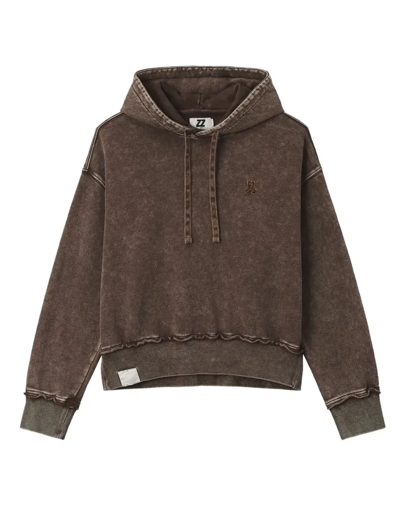 Izzue graphic-print drawstring hoodie - Braun Braun