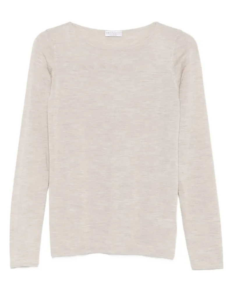 Brunello Cucinelli Langarmshirt mit rundem Ausschnitt - Braun Braun