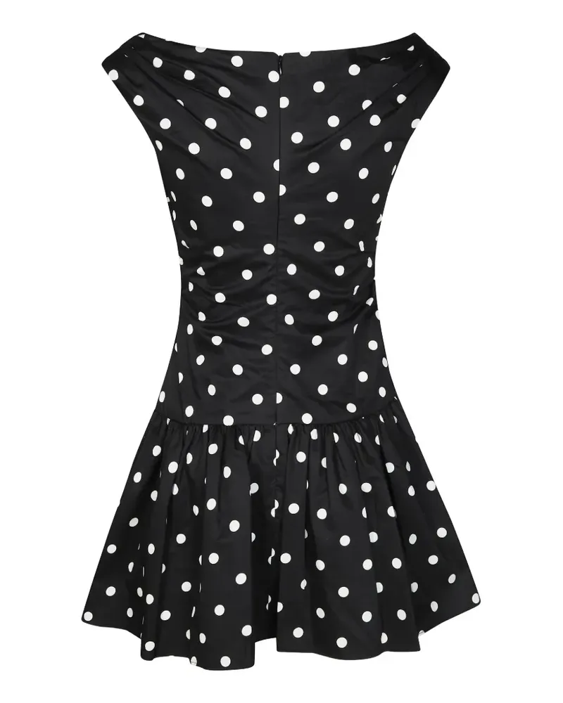 Self-Portrait polka-dot ruched dress - Schwarz Schwarz