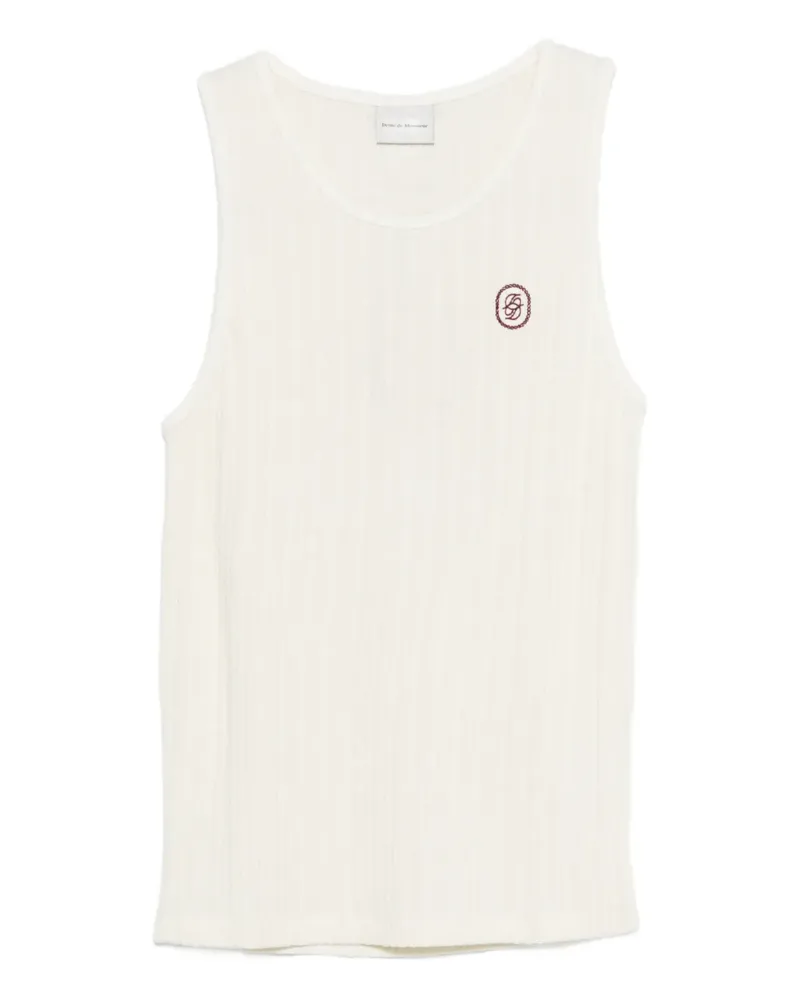 Drôle de Monsieur Le Débardeur D Miroir ribbed logo-patch tank top - Nude Nude