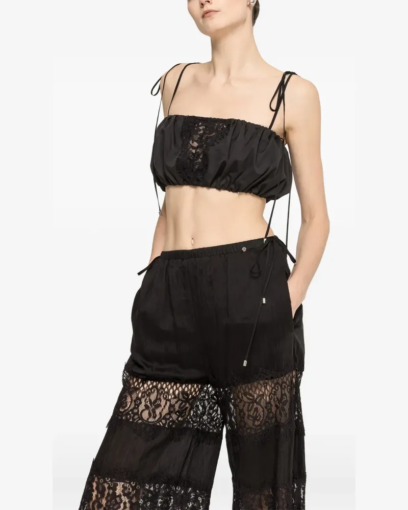 NISSA lace insert crop top - Schwarz Schwarz