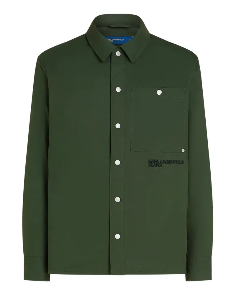 Karl Lagerfeld Hemdjacke mit Logo-Stickerei - Grün Grün