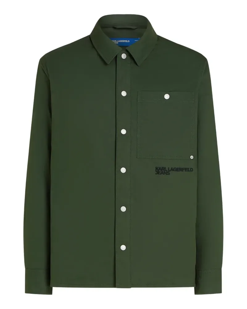 Karl Lagerfeld Hemdjacke mit Logo-Stickerei - Grün Grün