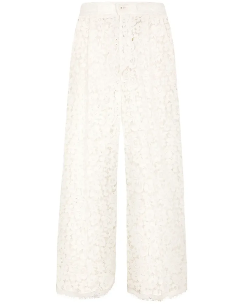 Dolce & Gabbana Weite Hose mit Blumenspitze - Weiß Weiß