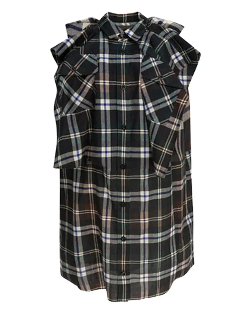 Sacai Kariertes Kleid - Schwarz Schwarz