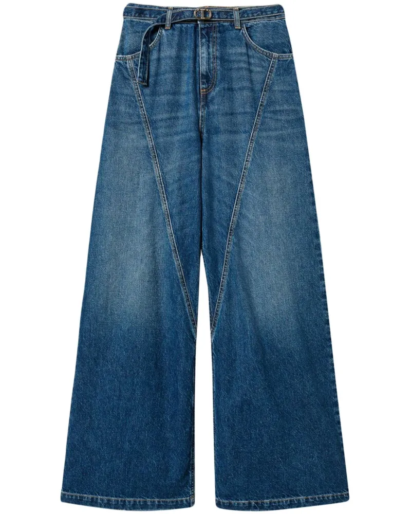 Twin-Set Weite Jeans mit Gürtel - Blau Blau
