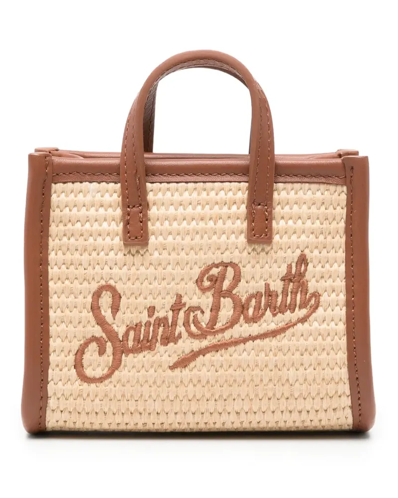 MC2 Saint Barth micro Vivian logo-embroidered woven tote bag - Nude Nude
