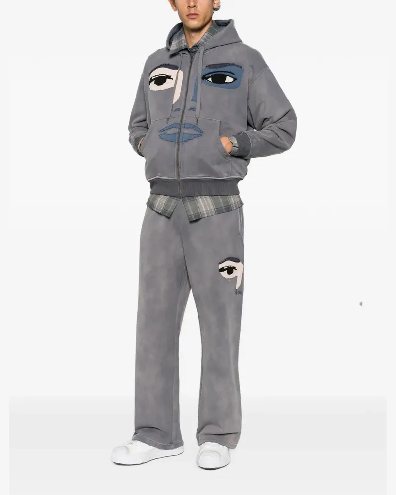 KidSuper face-patch track pants - Grau Grau