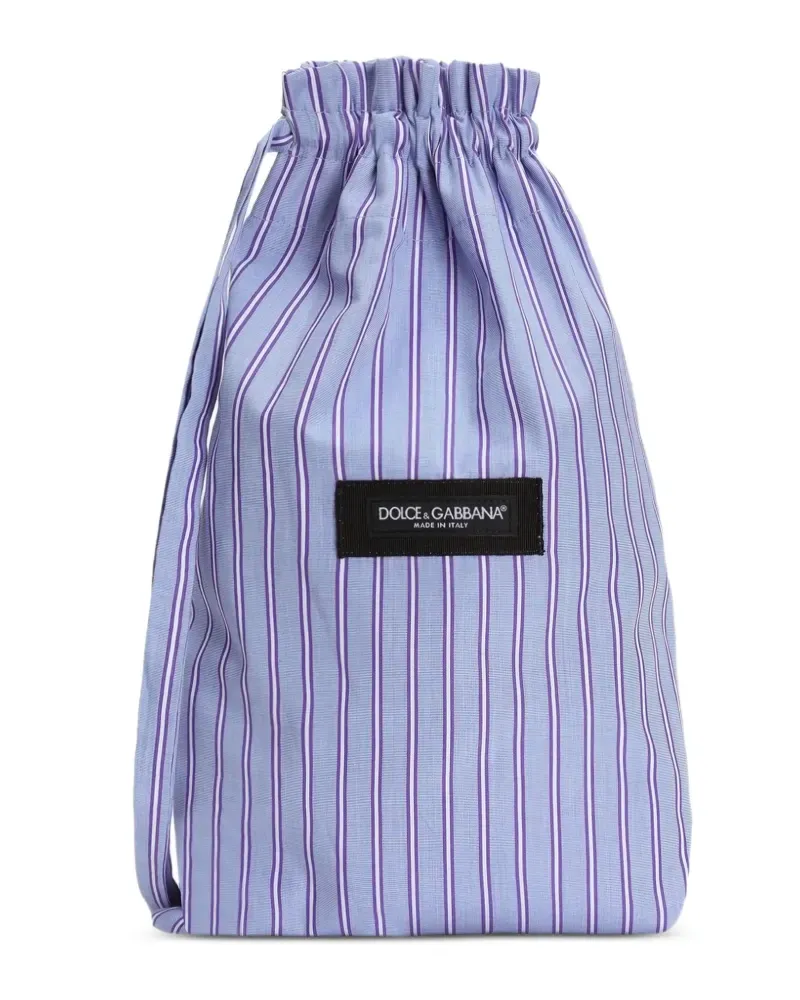 Dolce & Gabbana Gestreifte Schultertasche mit Kordelzug - Blau Blau