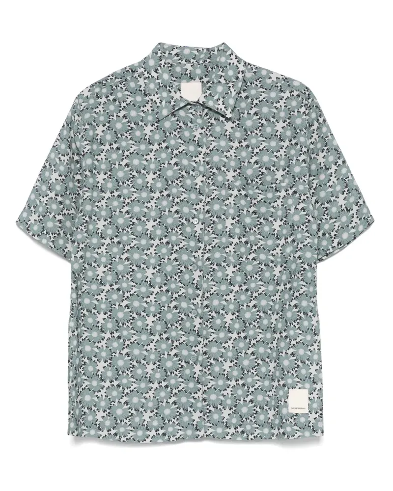 Emporio Armani Hemd mit Margeriten-Print - Blau Blau