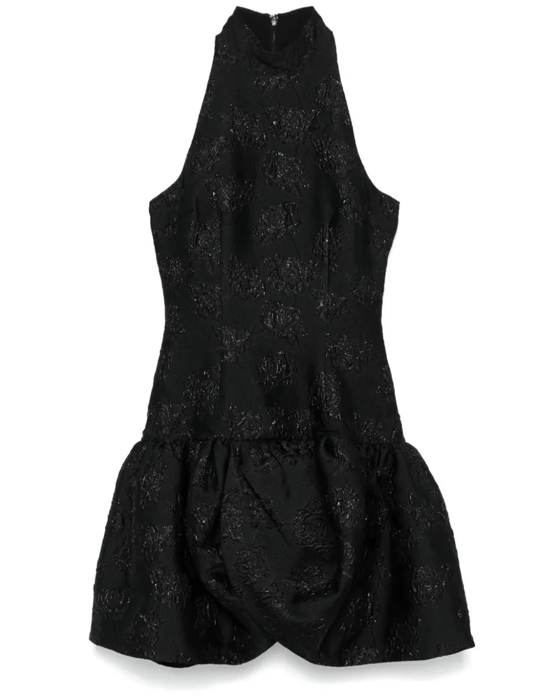 ROTATE Birger Christensen Drapiertes Jacquard-Minikleid - Schwarz Schwarz