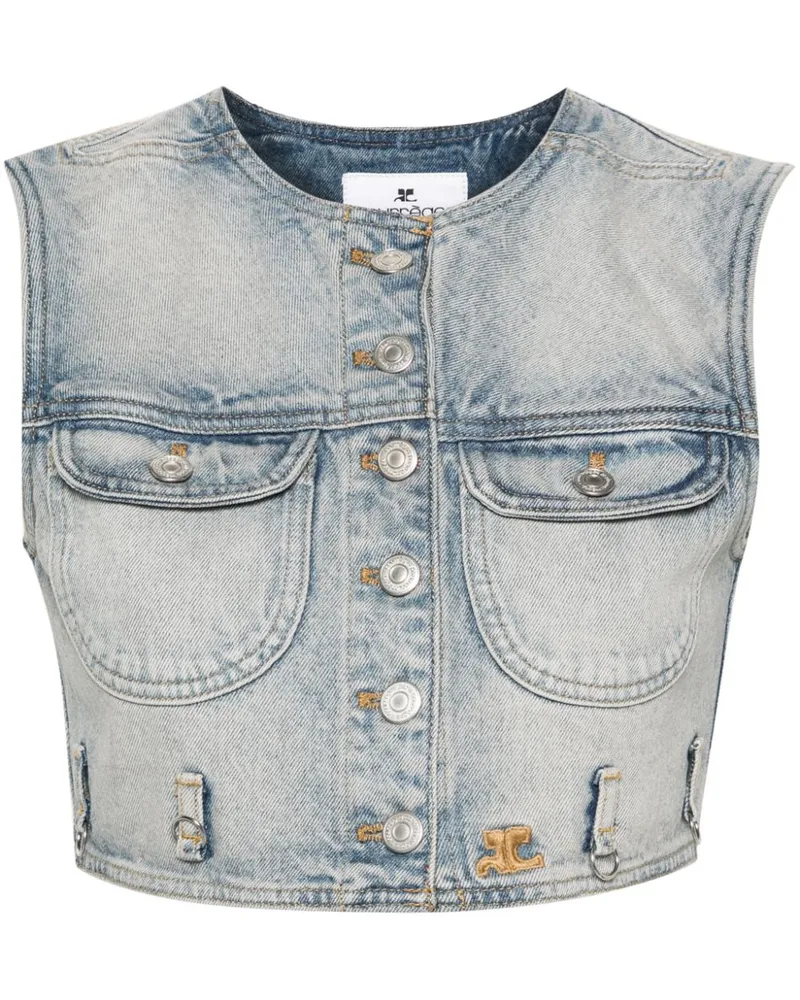 Courrèges Multiflex Cropped-Jeansweste - Blau Blau