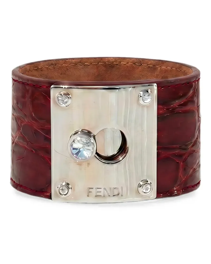 Fendi crocodile-effect logo-plaque bracelet - Rot Rot