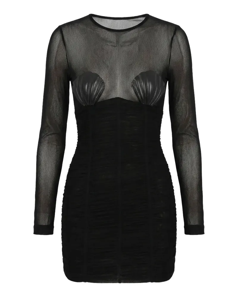 Dsquared2 Gerafftes Minikleid mit Muscheldetail - Schwarz Schwarz