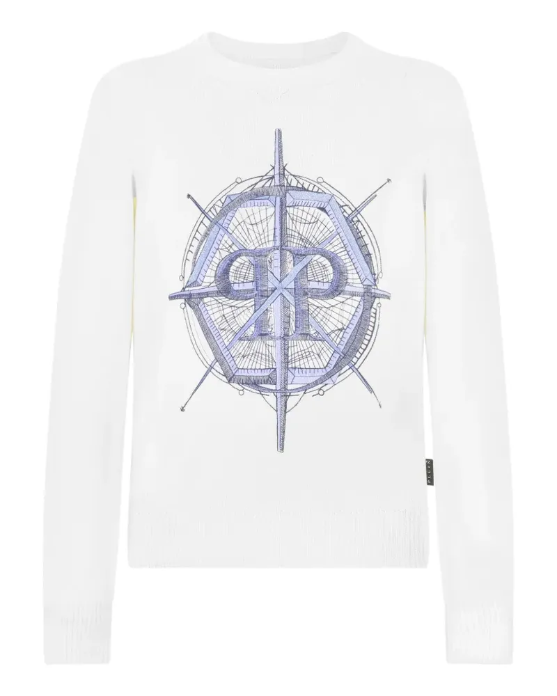 Philipp Plein crew-neck wind rose sweater - Nude Nude