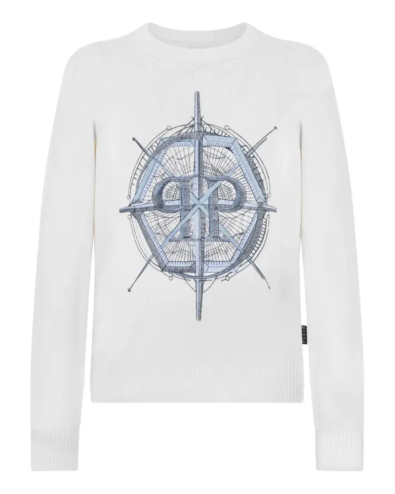 Philipp Plein crew-neck wind rose sweater - Nude Nude