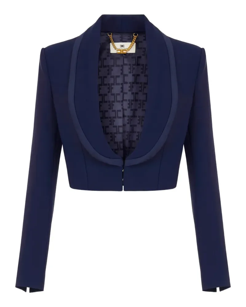 Elisabetta Franchi Jacke aus leichtem Krepp und Satin mit Schößchen - Blau Blau