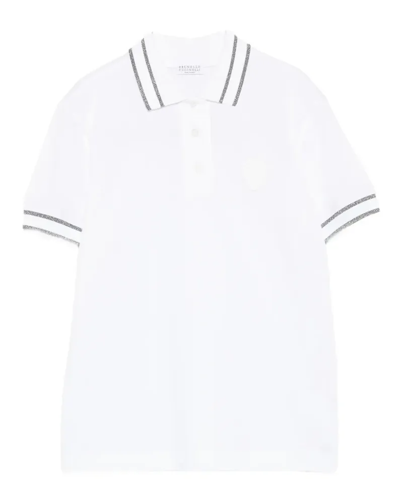 Brunello Cucinelli Poloshirt mit gestreiften Details - Weiß Weiß