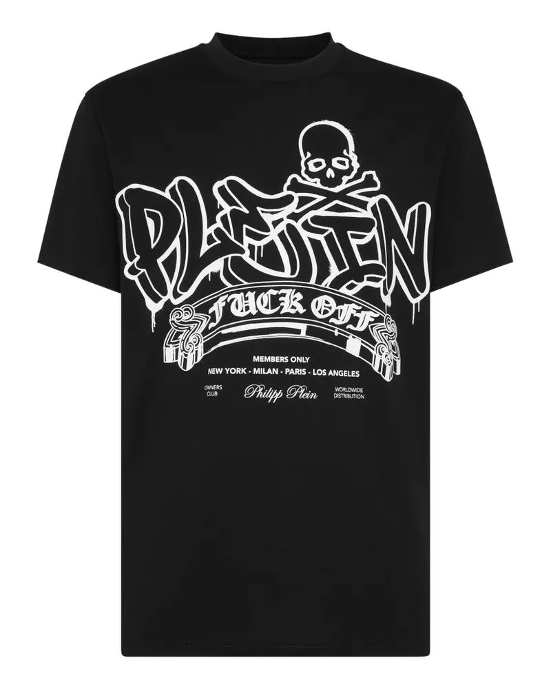 Philipp Plein Graffiti-T-Shirt mit rundem Ausschnitt - Schwarz Schwarz