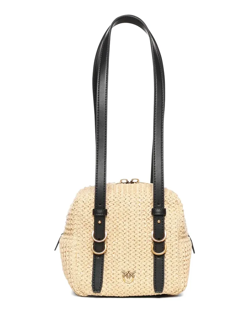 Pinko small logo-plaque shoulder bag - Nude Nude