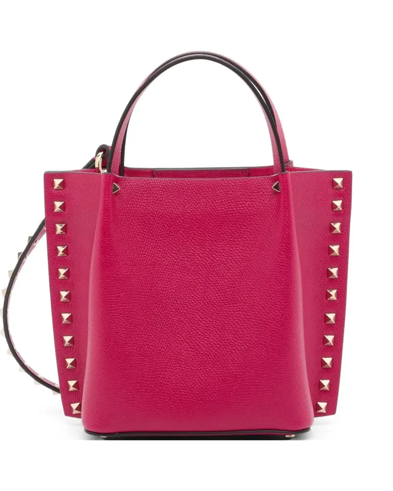 Valentino Garavani Rockstud small shopping bag in grainy calfskin - Rosa Rosa