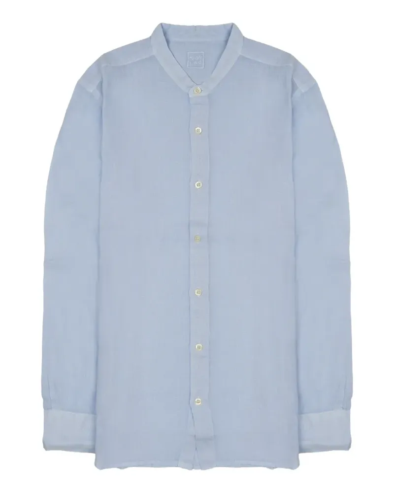 120% Lino band-collar linen shirt - Blau Blau
