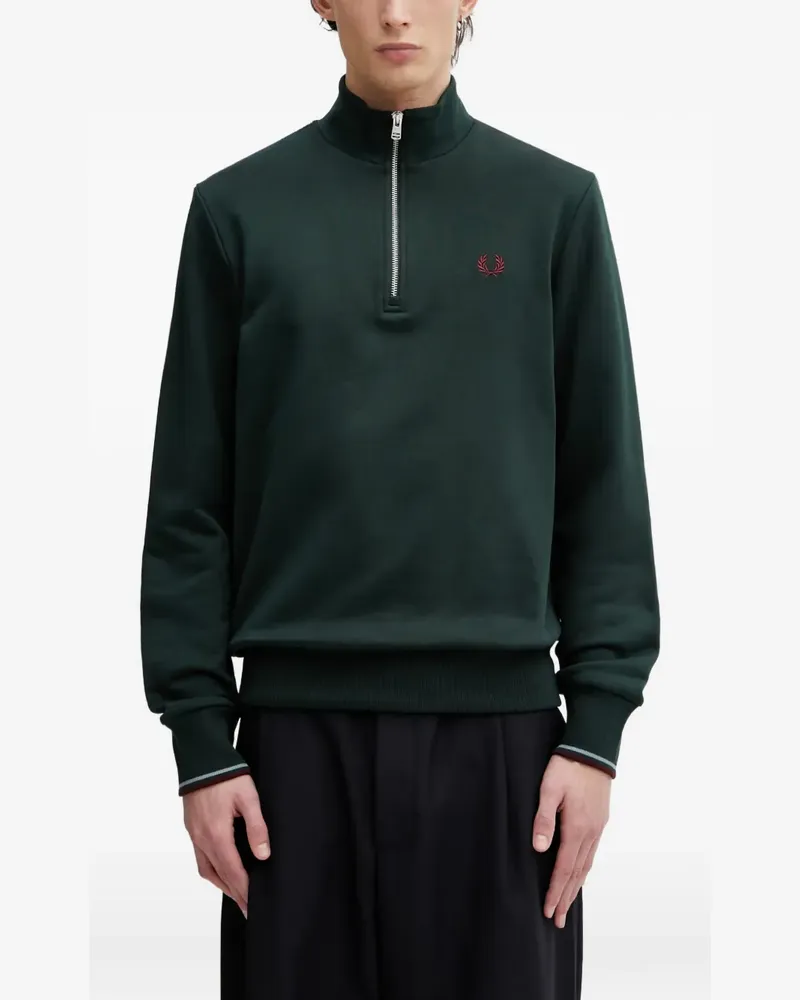 Fred Perry quarter-zip embroidered-logo sweater - Grün Grün