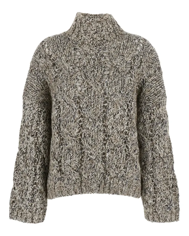 Brunello Cucinelli Stehkragen-Pullover mit Zopfmuster - Nude Nude