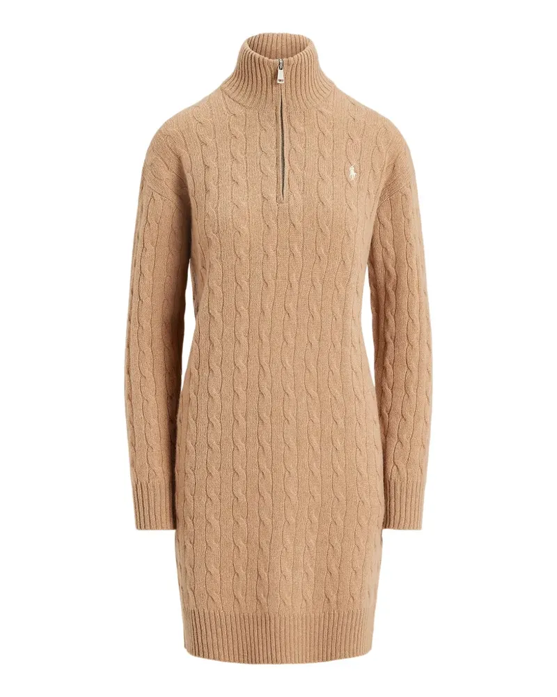 Ralph Lauren cable-knit zip-neck mini dress - Nude Nude