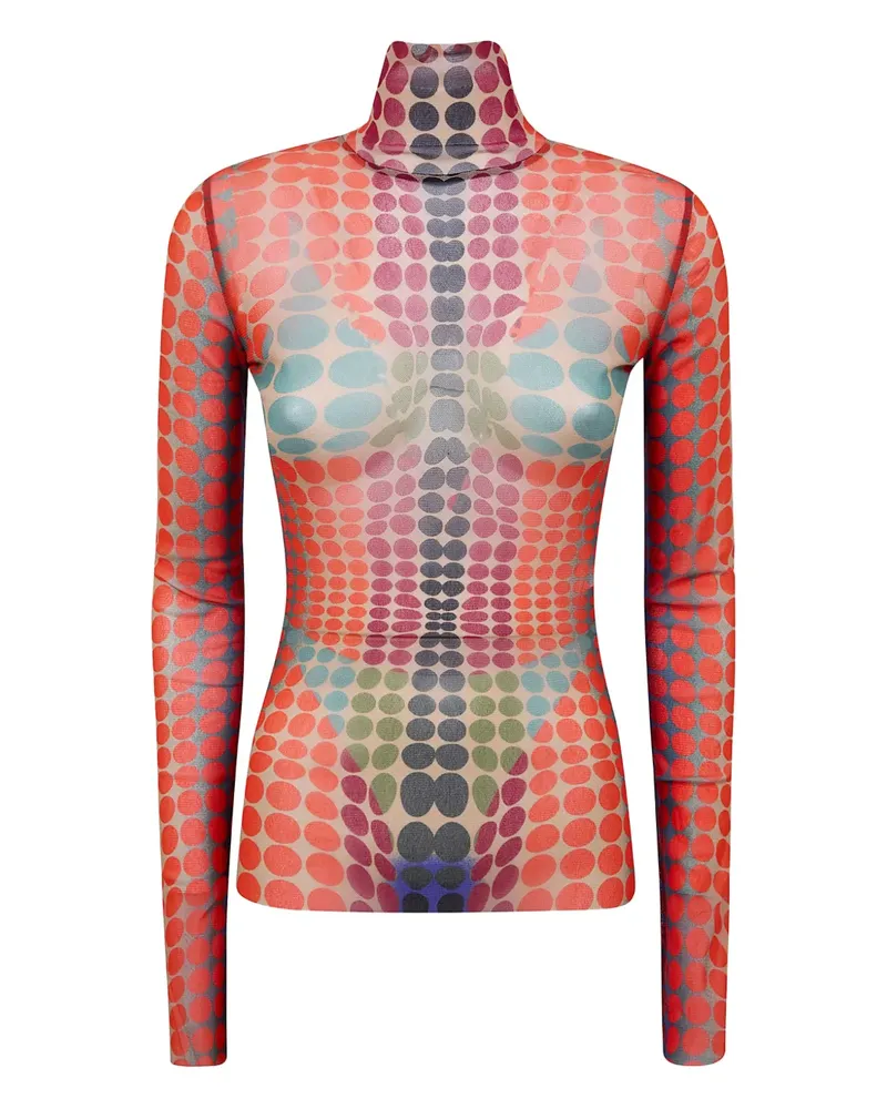 Jean Paul Gaultier polka-dot long-sleeve top - Orange Orange