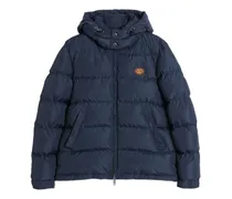 Daunen-Kapuzenjacke mit VLogo-Patch - Blau