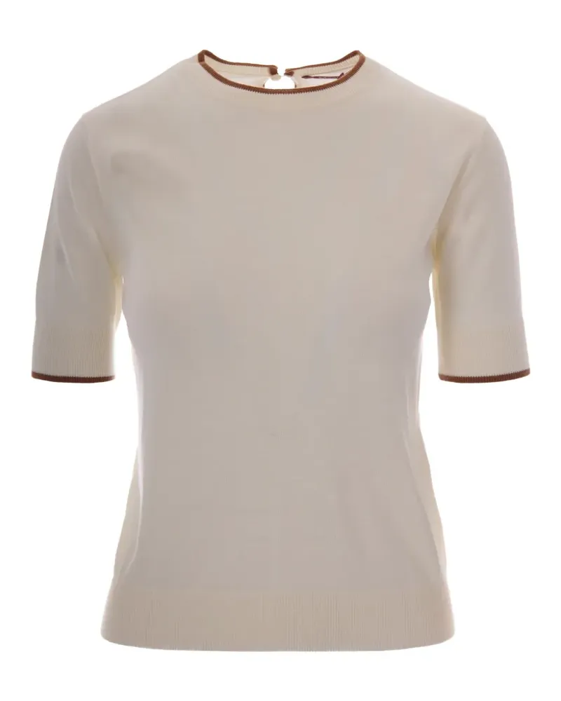 Max Mara T-Shirt mit Kontrastdetails - Weiß Weiß